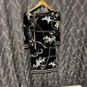 White House Black Market Dress Chain Print Career Party‎ XXS
